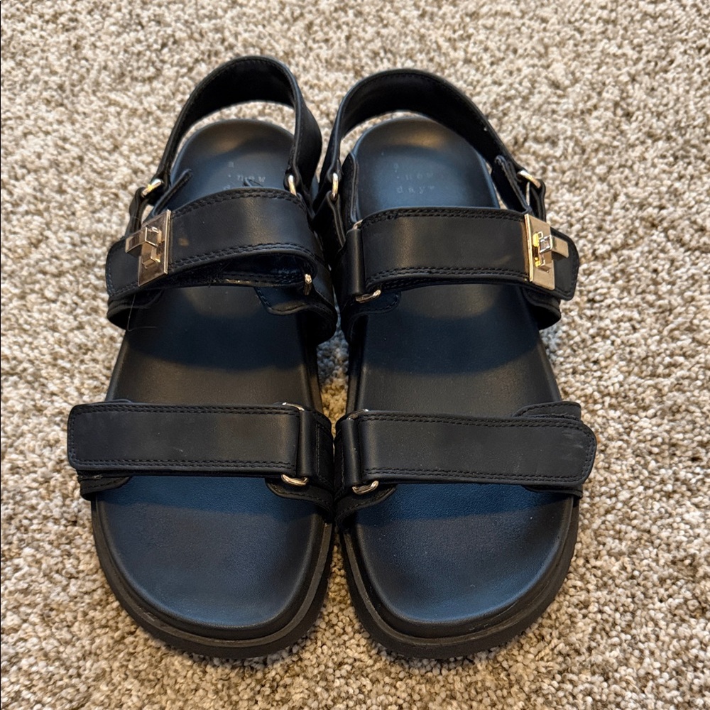 A New Day Black Sandals with Buckle Detail